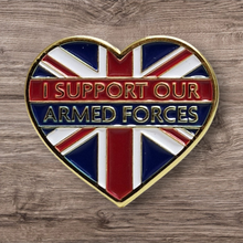 Load image into Gallery viewer, I Support Our Armed Forces Enamel Pin Badge