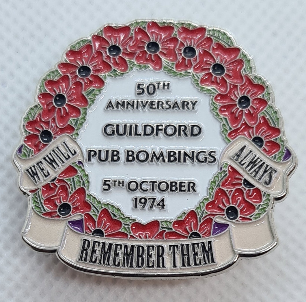 Guildford Pub Bombings 50th Anniversary 2024 Pin Badge