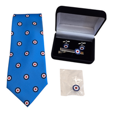 Load image into Gallery viewer, RAF Roundel Tie, Cuff Links &amp; Tie Pin Set