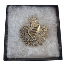 Load image into Gallery viewer, Shamrock Harp &amp; Crown Entwined Brooch
