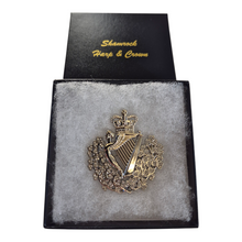 Load image into Gallery viewer, Shamrock Harp &amp; Crown Entwined Brooch