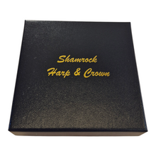 Load image into Gallery viewer, Shamrock Harp &amp; Crown Entwined Brooch