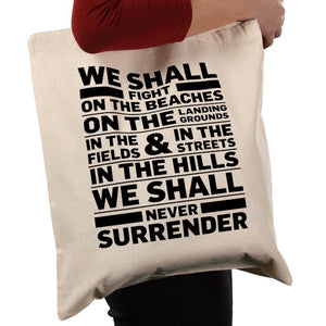 Winston Churchill Never Surrender Tote Bag