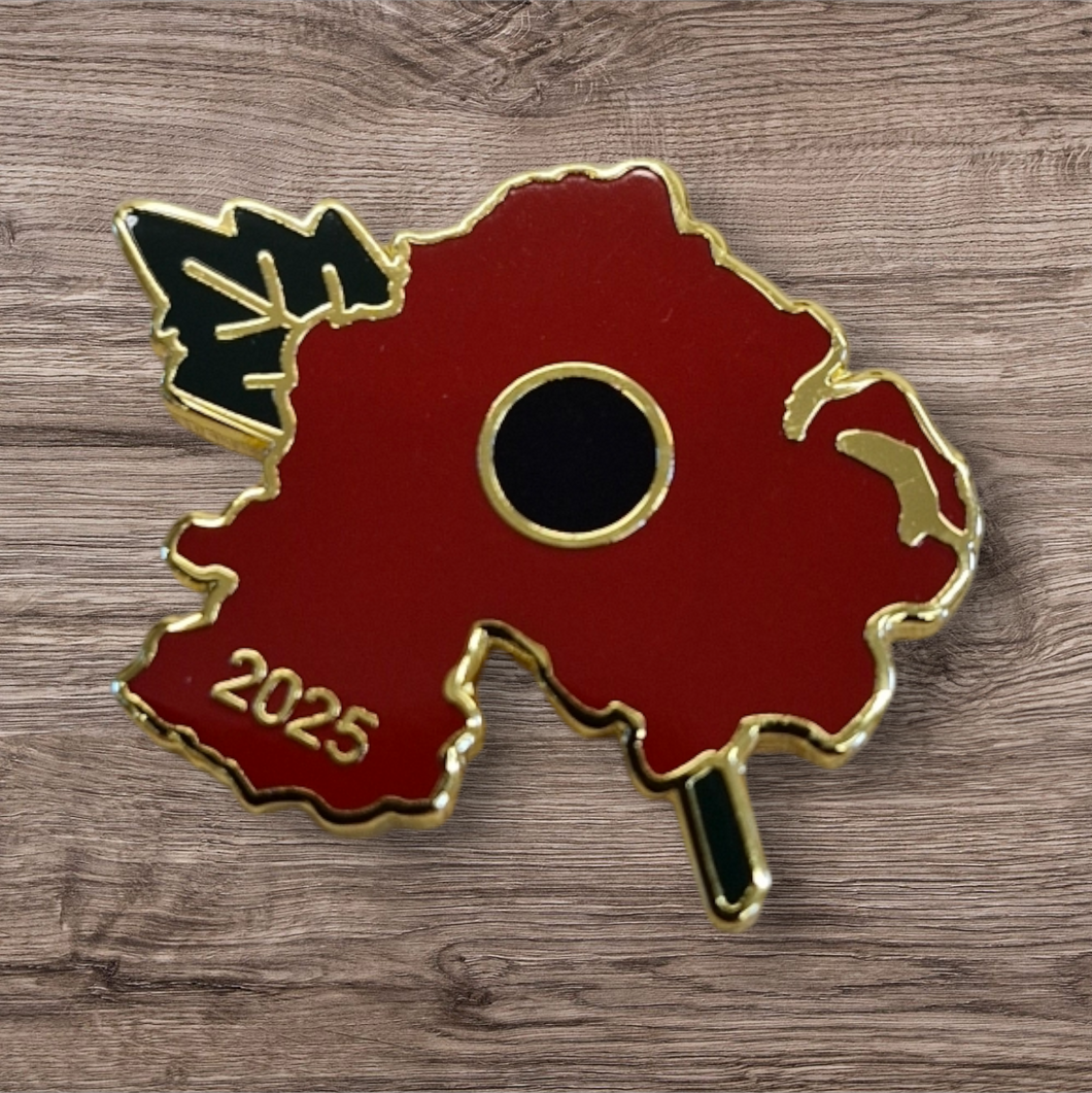 Northern Ireland Map Poppy Badge 2025