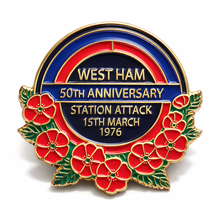 Load image into Gallery viewer, West Ham Station Attack 50th Anniversary Enamel Badge