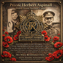 Load image into Gallery viewer, Private Herbert Aspinall 100th Anniversary Commemortive Pin Badge