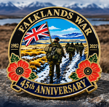 Load image into Gallery viewer, Falklands War 45th Anniversary Enamel Badge 2027