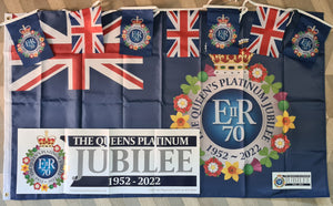 The Queen's Platinum Jubilee Commemorative Flag, Bunting and Window Sticker