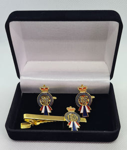 Queen Elizabeth II Coronation Commemorative Cuff Links & Tie Pin Set